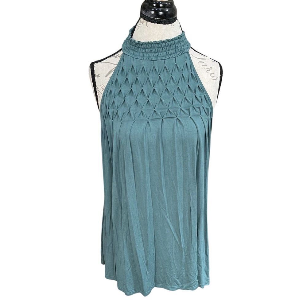 Cable & Gauge Womens Blouse Size Medium Teal Halter Neck Boho Summer Bohemian - Picture 2 of 16